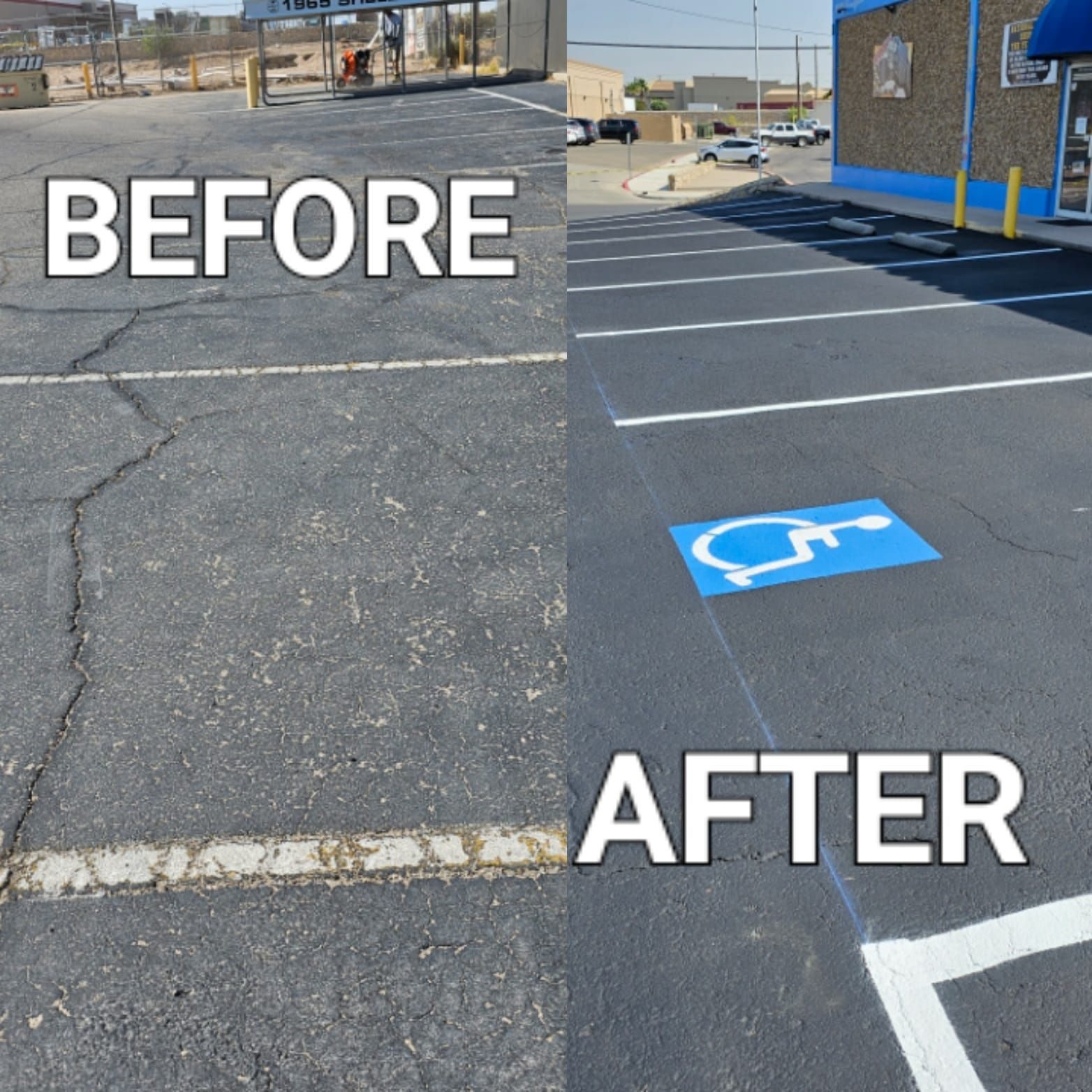 Before and after asphalt maintenance