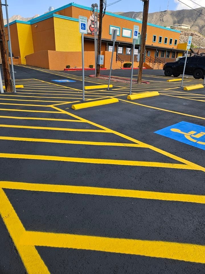 Fresh yellow parking lot striping