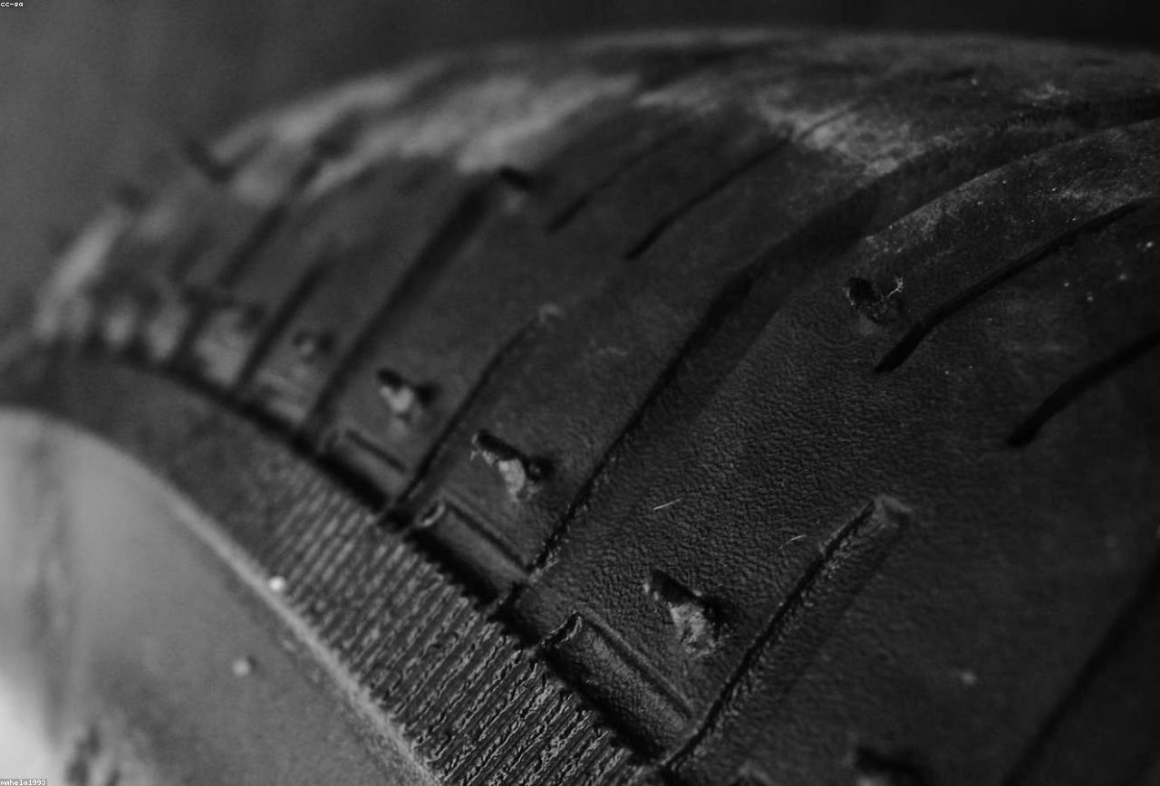 Close-up of a new tire tread