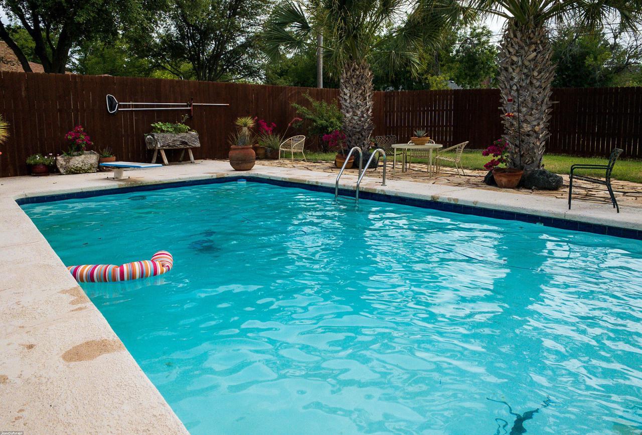 Sparkling clean backyard swimming pool