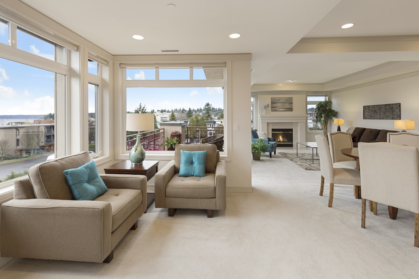 Bright living room with new flooring