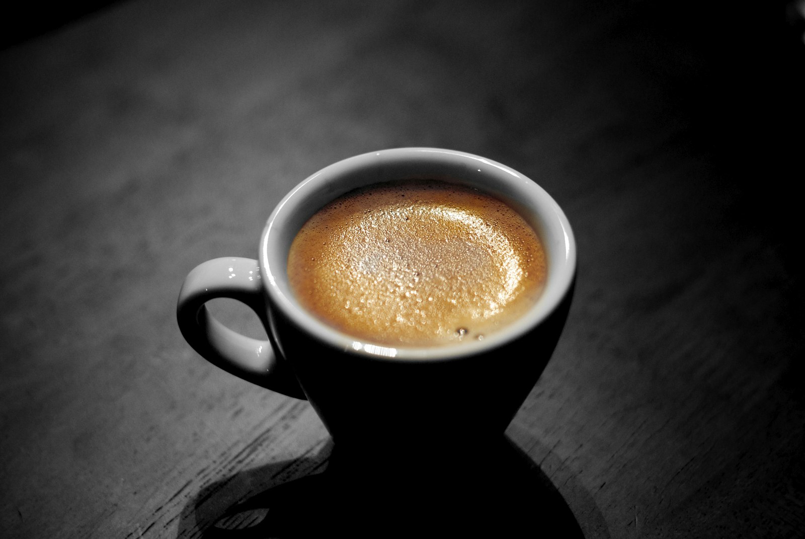 Top-down espresso cup on the Foundry bar