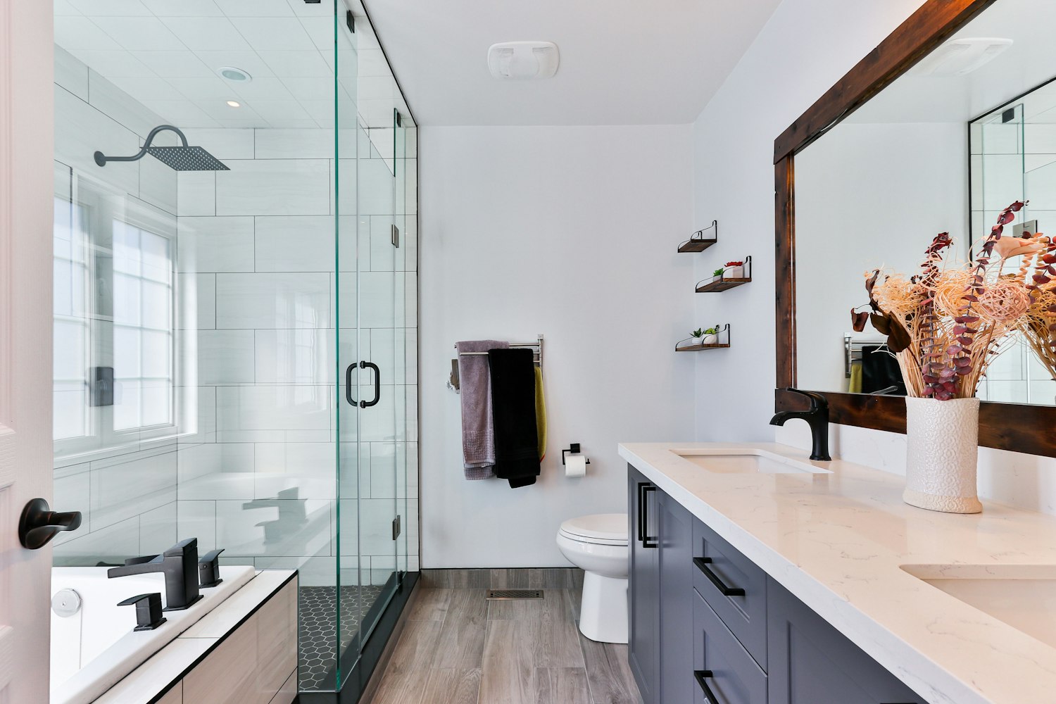 Master bath with glass shower