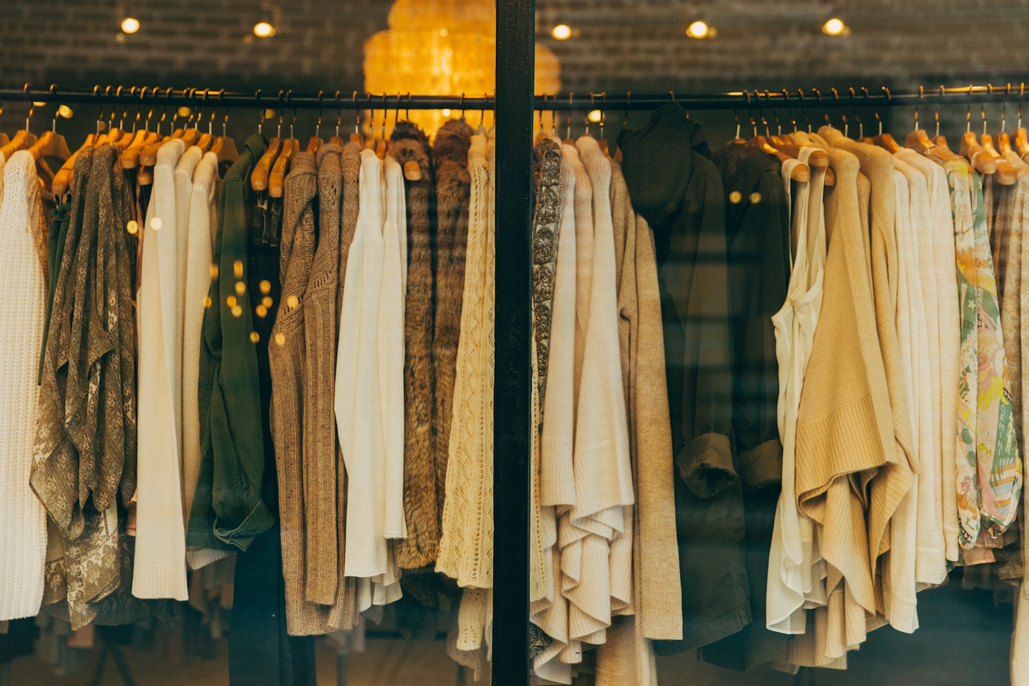 Curated clothing rack inside Marigold & Co.
