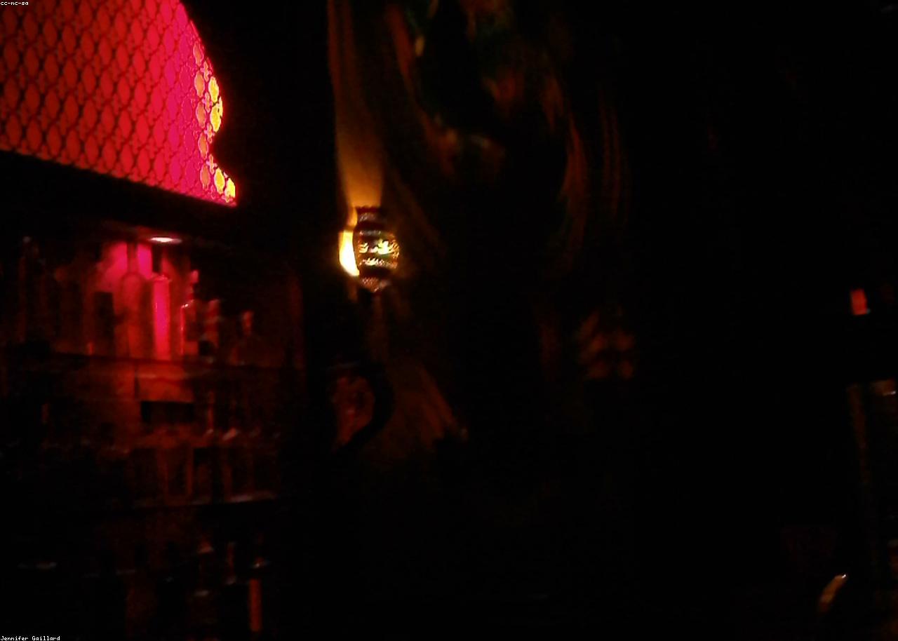 The dark, ambient lounge at The Onyx Room