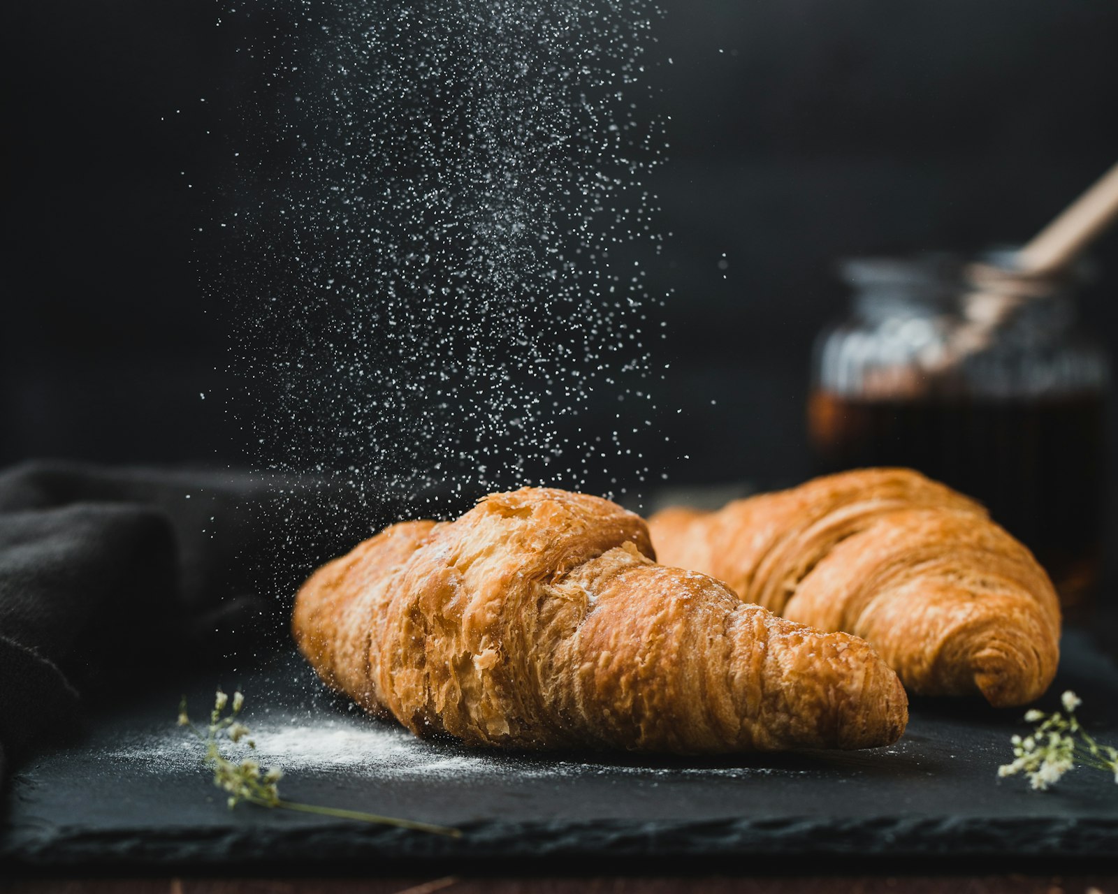 Close-up of fresh-baked croissants