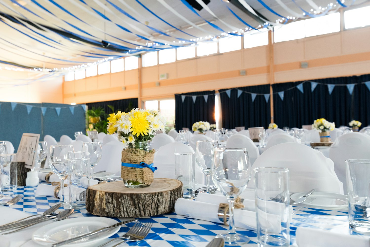 Elegant candlelit reception in the stone barn